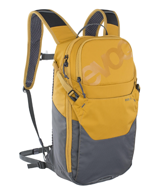 MOCHILA EVOC RIDE 8 + HYDRATION BLADDER 2L LOAM - CARBON GREY